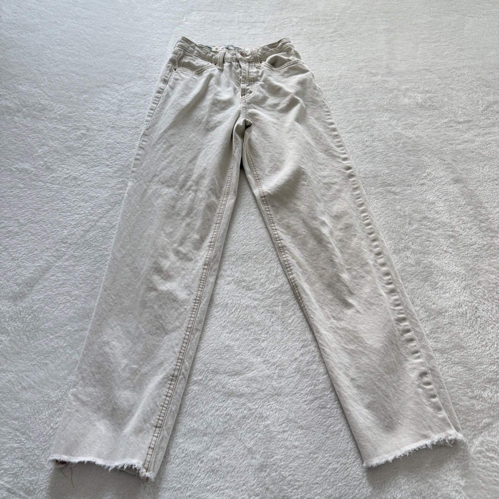 wild fable Light Beige Raw Hem Straight Leg Pants